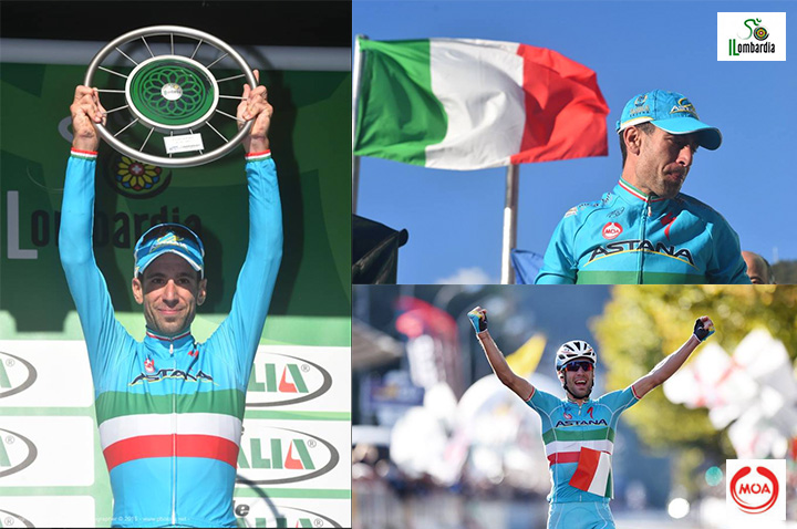 Giro di Lombardia 2015/Astana隊&Moa運動隊的重大勝利 2015年10月6日 Vincenzo  Nibali於Lombardia抵達終點線贏得勝利